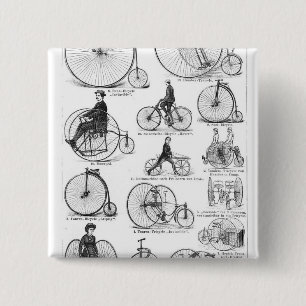 Badge Carré 5 Cm Bicyclette à grande roue Penny Farthing