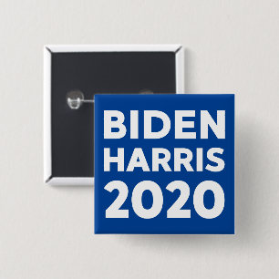 Badge Carré 5 Cm Biden Harris 2020 texte en gras sur l'élection ble