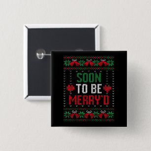 Badge Carré 5 Cm Bientôt mariés Joyeux Noël Mariée & Marié