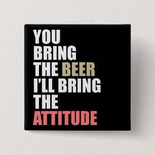 Badge Carré 5 Cm Bière, attitude