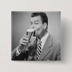 Badge Carré 5 Cm Bière potable d'homme d'affaires