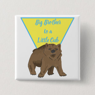 Badge Carré 5 Cm Big Brother Little Brother Bear Cub
