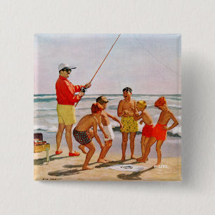 Badge Carré 5 Cm Big Pole Little Fish par Richard Sargent