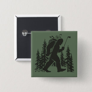 Badge Carré 5 Cm Bigfoot Golfeur Arbre Drôle Sasquatch Golf Golf