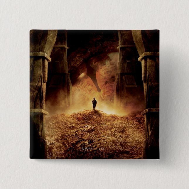 Badge Carré 5 Cm BILBO BAGGINS™ dans l'oeil de SMAUG™ (Devant)