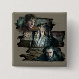Badge Carré 5 Cm BILBO BAGGINS™, Gandalf, THORIN OAKENSHIELD™