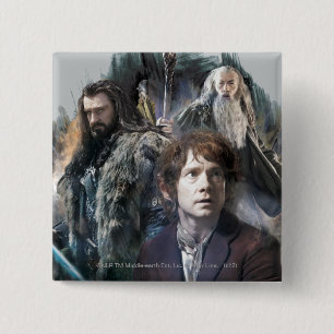 Badge Carré 5 Cm BILBO BAGGINS™, THORIN OAKENSHIELD™ & Gandalf