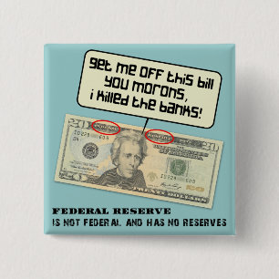 Badge Carré 5 Cm Billet d'un dollar des USA 20 Federal Reserve