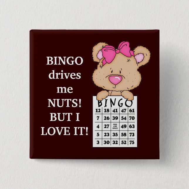 Badge Carré 5 Cm Bingo Me conduit, bouton (Devant)