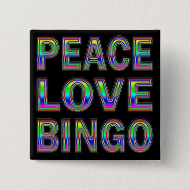 BADGE CARRÉ 5 CM BINGO-TEST D'AMOUR DE PAIX (Devant)