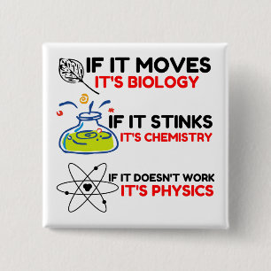 BADGE CARRÉ 5 CM BIOLOGIE SCIENTIFIQUE CHIMIE PHYSIQUE