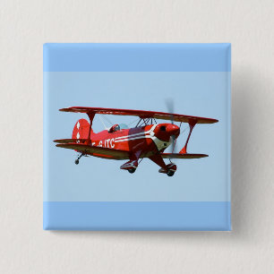 Badge Carré 5 Cm Biplan rouge