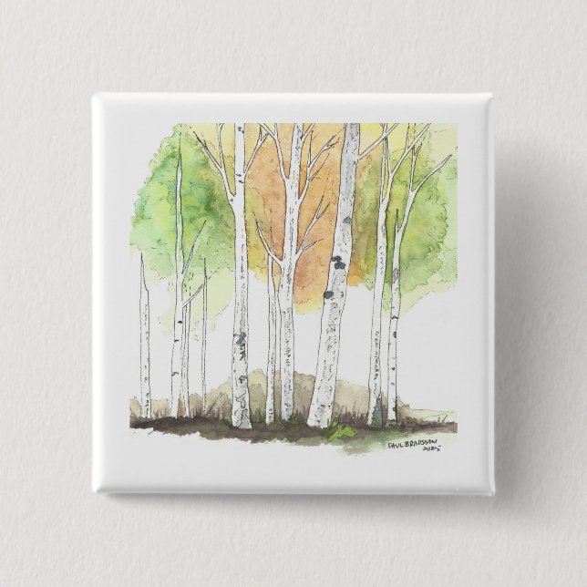 Badge Carré 5 Cm Birch tree button (Devant)