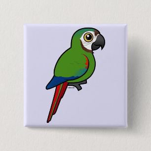 Badge Carré 5 Cm Birdorable Châtaigne-a affronté l'ara