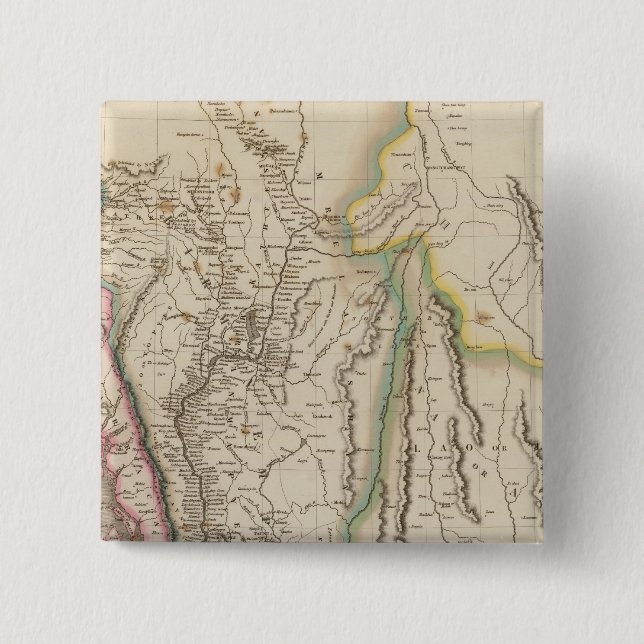 Badge Carré 5 Cm Birmah, Anam, Siam, Thaïlande (Devant)