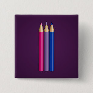 Badge Carré 5 Cm Bisexualité orgueil crayons Bouton