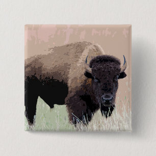 Badge Carré 5 Cm Bison/Buffalo