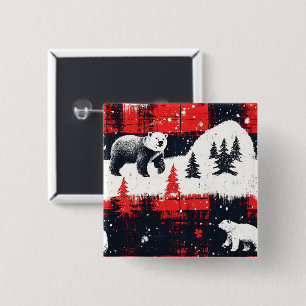 Badge Carré 5 Cm Bison rouge Plaids Ours polaire