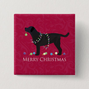 Badge Carré 5 Cm Black Lab Joyeux Noël Design