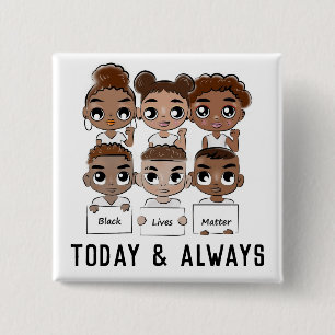 Badge Carré 5 Cm Black Lives Matter Aujourd'hui et Toujours