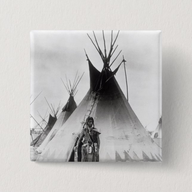 Badge Carré 5 Cm Blackfoot courageux, près de Calgary, Alberta, (Devant)