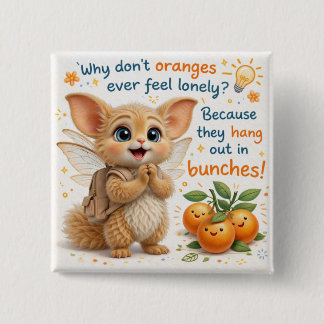 Badge Carré 5 Cm Blague de papa orange drôle