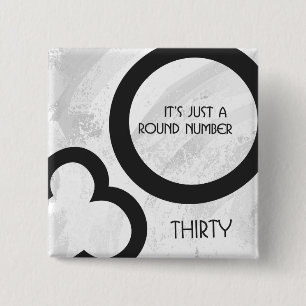 Badge Carré 5 Cm Blanc 30 Décennie Anniversaire