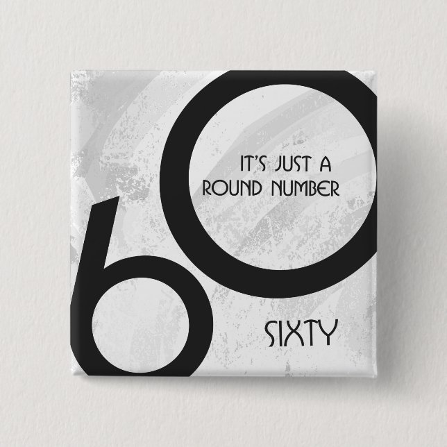 Badge Carré 5 Cm Blanc 60 Décennie Anniversaire (Devant)