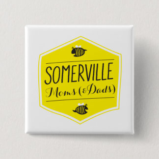 Badge Carré 5 Cm Blanc de bouton de logo de mamans de Somerville