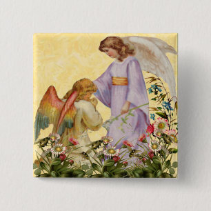 Badge Carré 5 Cm Blessures de Pâques Bouton Angel