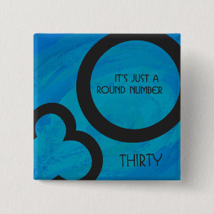 Badge Carré 5 Cm Bleu 30 Décennie Anniversaire