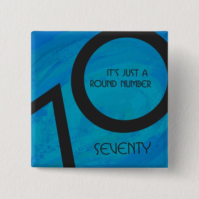 Badge Carré 5 Cm Bleu 70 Décennie Anniversaire (Devant)
