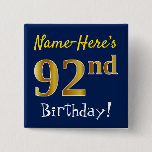Badge Carré 5 Cm Bleu, anniversaire d'or de Faux