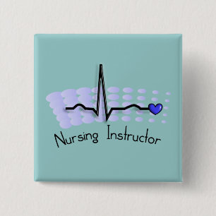 Badge Carré 5 Cm Bleu de l'instructeur QRS de soins