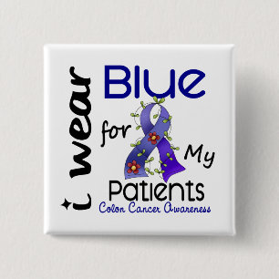 Badge Carré 5 Cm Bleu d'usage du cancer du colon I pour mes