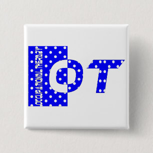 Badge Carré 5 Cm Bleu et blanc d'OT