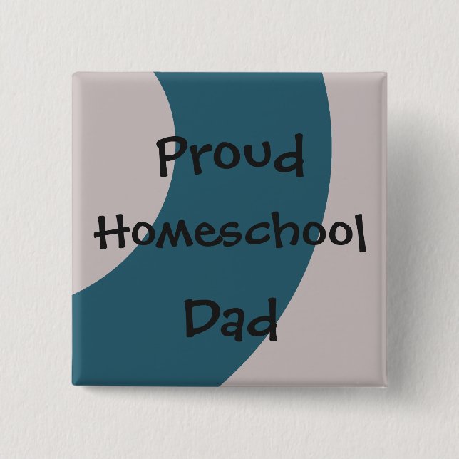 Badge Carré 5 Cm Bleu et gris Fier Homeschool Papa (Devant)