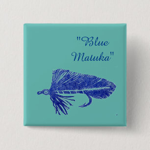 Badge Carré 5 Cm Bleu Matuka bandoulière pour la pêche à la mouche,