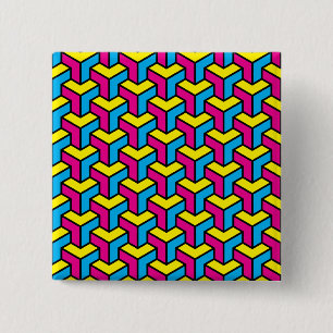 Badge Carré 5 Cm Bloc d'illusion géométrique CMYK en gras