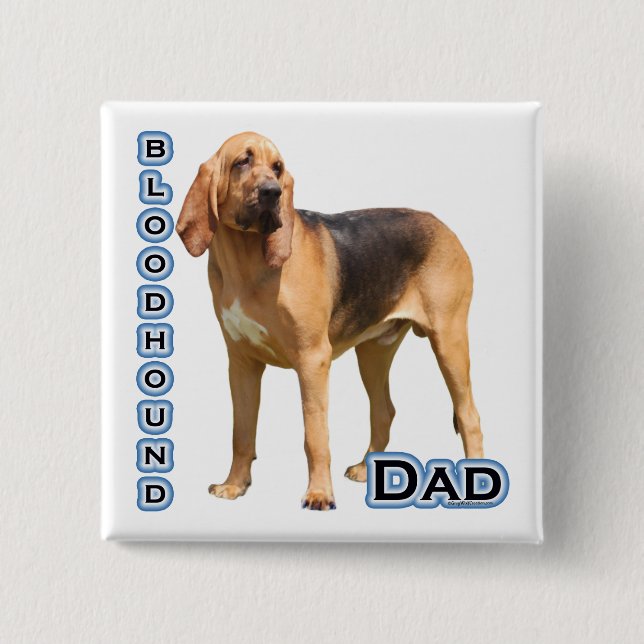 Badge Carré 5 Cm Bloodhound Papa 4 - Bouton (Devant)