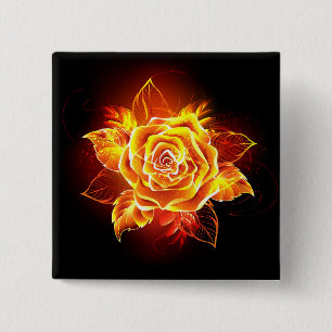 Badge Carré 5 Cm Blooming Fire Rose