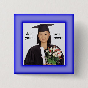 Badge Carré 5 Cm Blue Ajouter votre photo