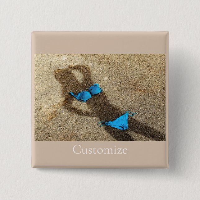 Badge Carré 5 Cm Blue Bikini Beach Sand Thunder_Cove (Devant)