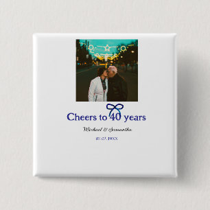 Badge Carré 5 Cm Blue g bow salue à 40 ans mariage