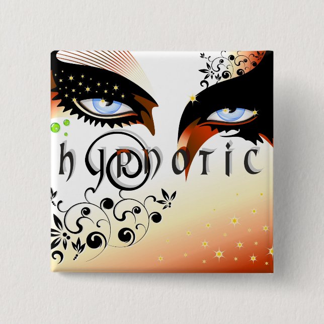Badge Carré 5 Cm Blue Hypnotic Eyes se maquiller (Devant)