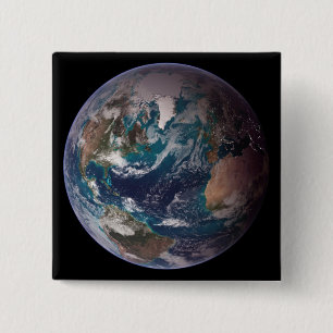 Badge Carré 5 Cm Blue Marble Earth (Western Hemisphere)