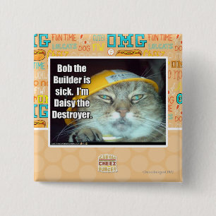 Badge Carré 5 Cm Bob le constructeur est malade