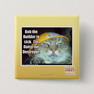 Badge Carré 5 Cm Bob le constructeur est malade