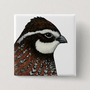 Badge Carré 5 Cm Bobwhite Quail Head