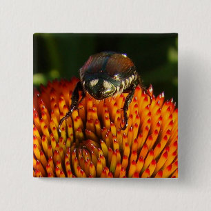Badge Carré 5 Cm Bogue sur la fleur